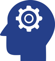 Symbolic representation of cognitive processes and mechanical thinking within a human head silhouette