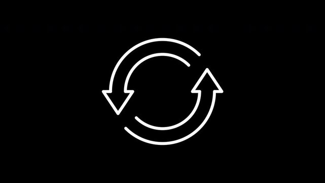 White Bidirectional Circular Arrows Icon Animation with Transparent Background (Preview Shown on Black)