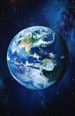 Obraz premium A photograph of the Earth taken from space, showing its horizon with clouds and land