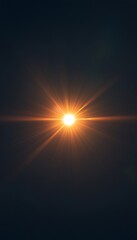 Vibrant Golden Sunburst Radiating Across Dark Cosmic Space, A Stunning Lens Flare for Creativity