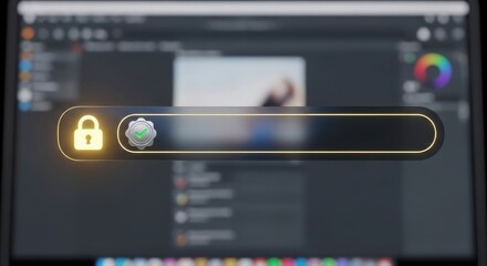 Secure Access Verification Process Illustration on Laptop Screen Cyber Security and Data Protection Concept with Graphic Interface