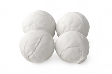 3d rendering of four white cabbages arranged in a square shape on a transparent background, ideal for food-related projects
