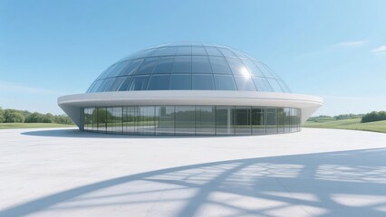 Obraz premium Modern Building with Dome Structure and Glass Facade