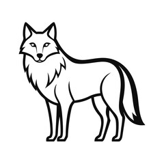 European wolf vector line art on white background