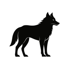 European wolf vector Silhouette on white background