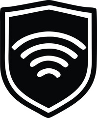 Shield icon featuring a stylized wi fi signal symbol emphasizing network security and wireless connectivity protection