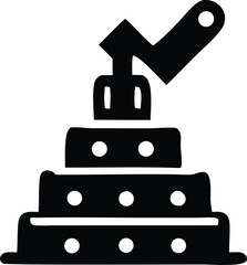 Black silhouette icon of a classic landmine with a detonator lever ready to explode