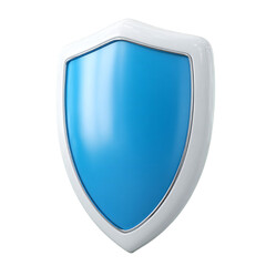 A blue shield with a white border, isolated on a transparent background, symbolizing protection, security, and defense