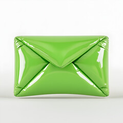 beautiful green envelop on white background
