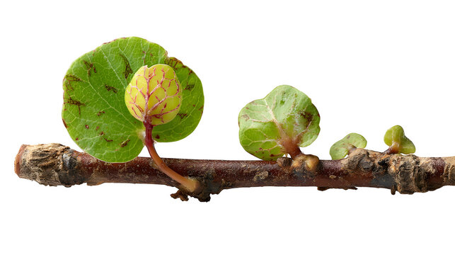Sea grape stem with new growth, isolated on transparent background