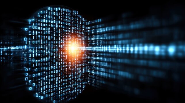 Binary Code Stream: Digital Data Flow Visualization