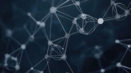 Abstract Network Connection: Digital Nodes and Lines Intertwined in a Dark Blue Background