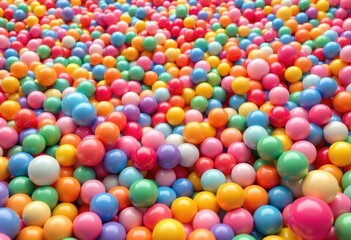 Colorful spherical objects in a dense cluster.