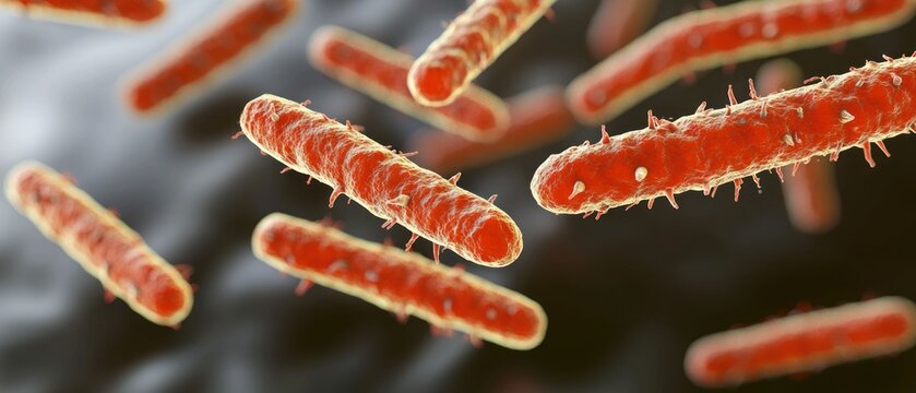 Microscopic View of Rod-Shaped Bacteria