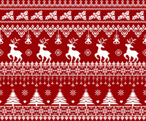 Christmas Crosstich ethnic embroidery, festive, traditional, celebration pixel art style pattern design.