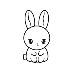  kawaii bunny rabbit with big eyes and long ears, cute cartoon animal illustration perfect for kids designs and artwork on white background.