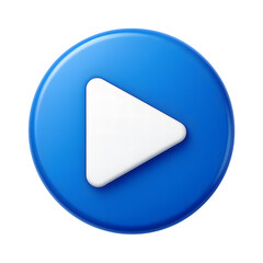 Blue circular play button icon isolated on transparent background
