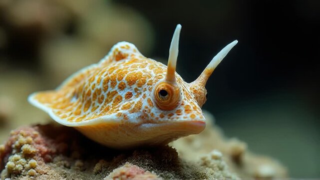 A small animal perched on a rock, possibly a lizard or snake, in a natural setting