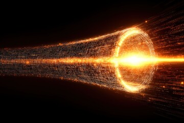 Digital Stream: A Glowing Tunnel of Binary Code