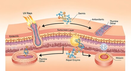 UV Ray Effects on Skin Cells: Sunscreen, Repair, and Melanin Production