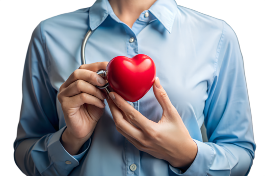Female Doctor Holding a Red Heart Shape