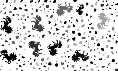 Abstract seamless pattern with fiery horse symbols. Creative leopard backdrop. Illustration on transparent background