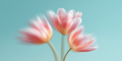 pink tulip flower,Dream abstract motion blurry vibrant flower posters,summer blossom flowers on blue sky background