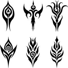 Fototapeta premium Tribal Tattoo Designs – Abstract Black Ink Symbols