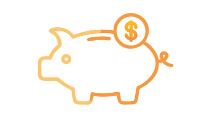 Piggy bank outline with a dollar coin inserted representing savings and financial planning concept