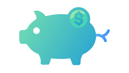 Obraz premium Gradient turquoise piggy bank with dollar coin illustrating financial savings concept well being