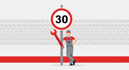 Professional Mechanic Limits Speed Near Roadside On Road Accident Recovery