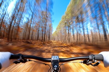 Fast Mountain Biking Through a Forest Trail: An Adrenaline Rush in Nature