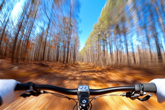 Fast Mountain Biking Through a Forest Trail: An Adrenaline Rush in Nature