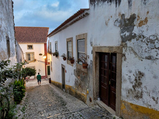 Historic village of Óbidos at dusk, Portugal