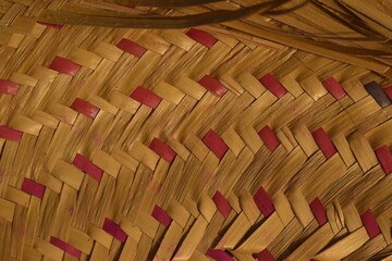 Textura de palha seca trançada colorida, padrão de fundo de bagana feito de material orgânico...