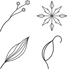 Floral Stem and Leaf Line Icon Pack