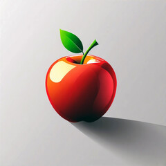 illustration red apple on a green background