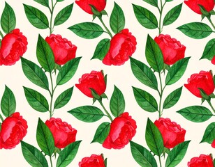 Background, seamless, pattern, light, red, roses, repeated, decorative, floral, romantic, elegant, vibrant, soft, delicate, artistic, bright, cheerful, natural, fresh, beautiful, blooming, ornamental,