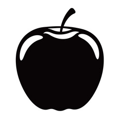 black and white silhouette vector of an apple on a white background