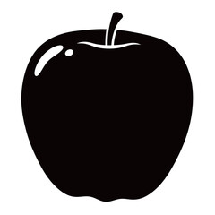 black and white silhouette vector of an apple on a white background