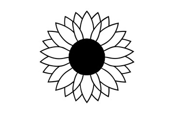Black and white flower vector illustration pattern with a sun symbol design