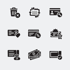E-commerce Icon Set Essential Symbols for Online Shopping and Financial Transactions