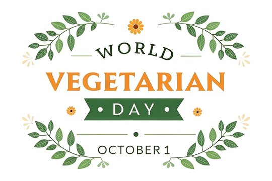 World vegetarian day october 1st celebration with floral accents