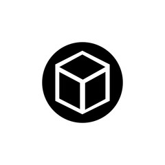 simple icon 3d black color box sign