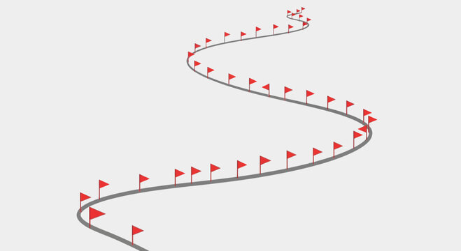 Road To Success With Red Flags Showing Milestones And Achievements