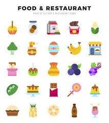Food and Restaurant Flat icons collection. Flat icons pack. Vector illustration