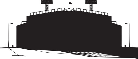 Iconic stadium silhouette ready for game day excitement