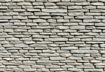 Obraz premium Gray stone wall texture, medieval style, rough stacked bricks, seamless rock strata background, rock face, material