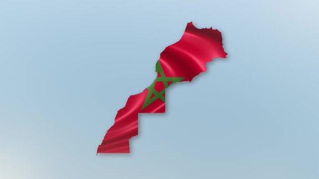 Morocco country Flag Hoisting and Zoom to reveal the Country Border Map with Waving Flag Intro which is useful for news, political events, sports intros and presentation.