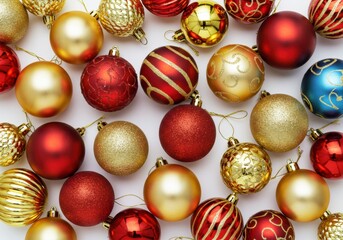 Christmas ornament decoration festive atmosphere still life red and gold colors close-up view holiday spirit